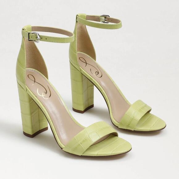 NIB Sam Edelman 8.5M Yaro Leather Ankle Strap Block Heel Sandals Kiwi - Picture 3 of 13